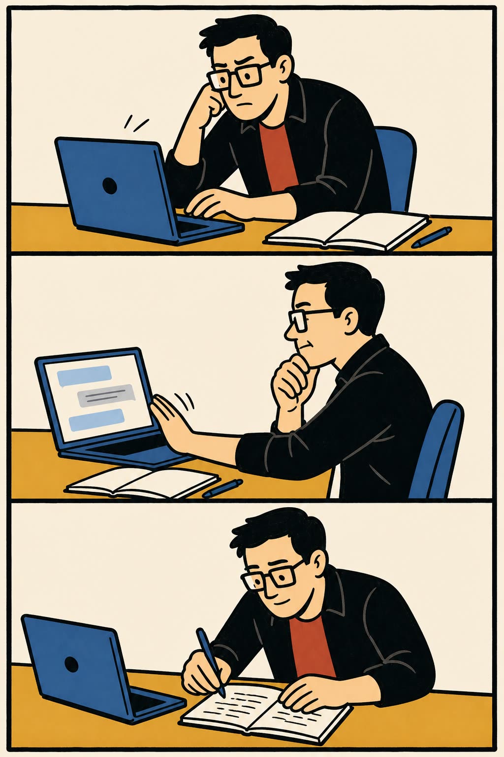 Cómic editorial: Estás dejando que la IA haga el trabajo que te forma